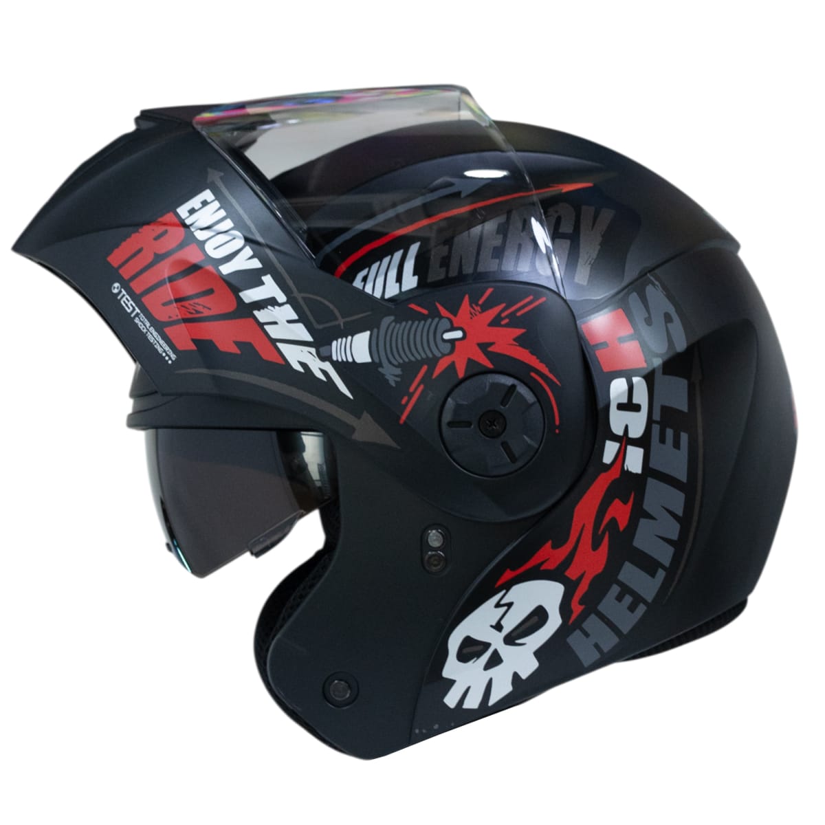 Casco moto ich 3110 speed master rj abatible con sun visor certificación dot 3cv2