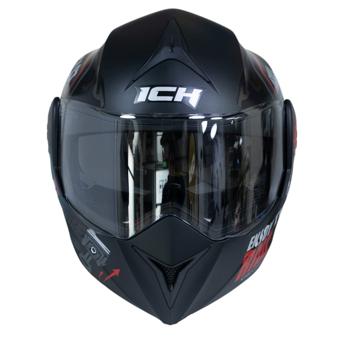 Casco moto ich 3110 speed master rj abatible con sun visor certificación dot 3cv4