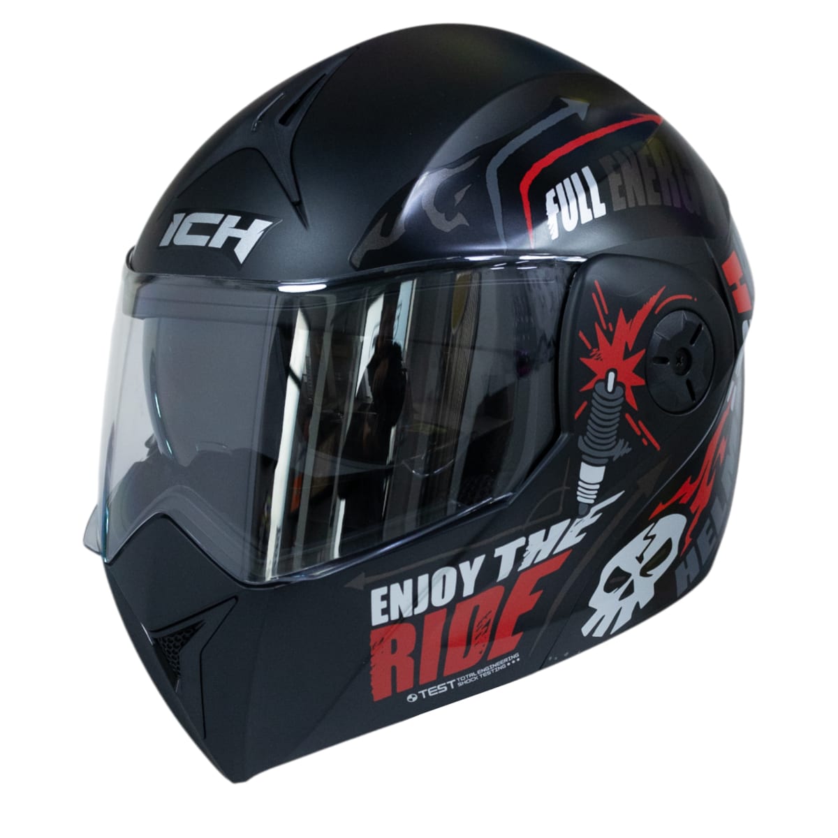 Casco moto ich 3110 speed master rj abatible con sun visor certificación dot 3cv3
