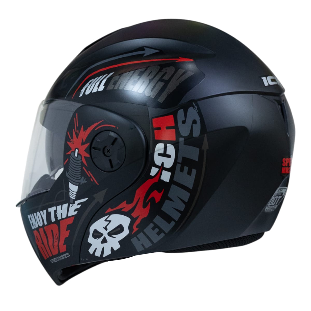 Casco moto ich 3110 speed master rj abatible con sun visor certificación dot 3cv9