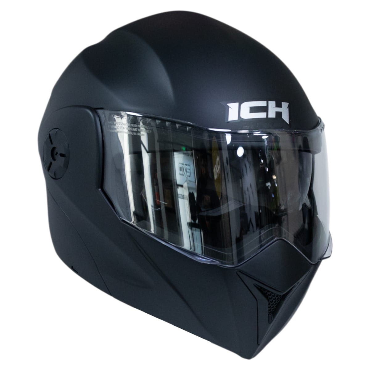 Casco moto ich 3110 junior solid ng mate abatible con sun visor certificación dot6