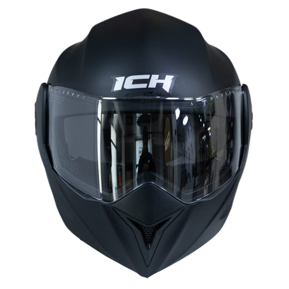 Casco moto ich 3110 junior solid ng mate abatible con sun visor certificación dot7