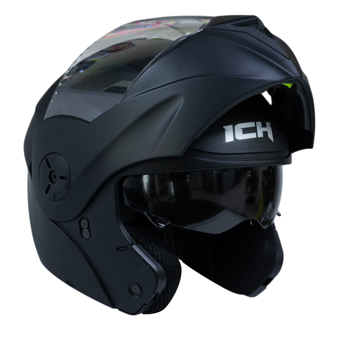 Casco moto ich 3110 junior solid ng mate abatible con sun visor certificación dot4