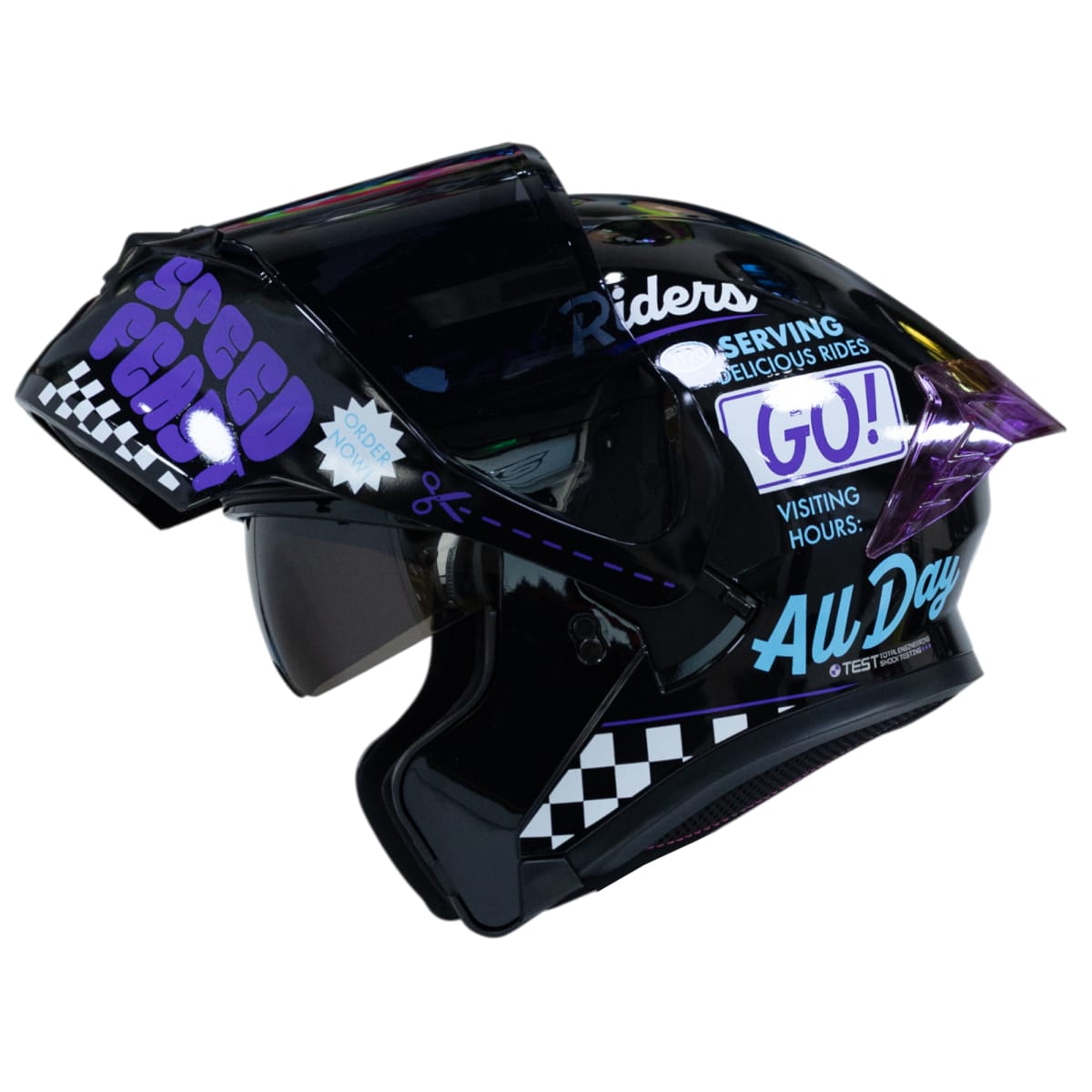 Casco moto ich 3120 fifties brillo mr sm abatible con sun visor certificación dot 3cv2