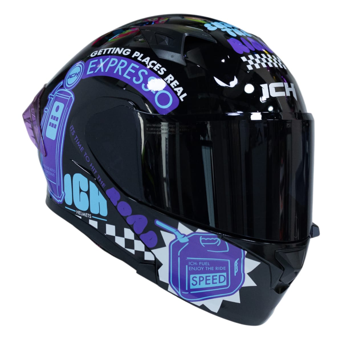 Casco moto ich 3120 fifties brillo mr sm abatible con sun visor certificación dot 3cv8