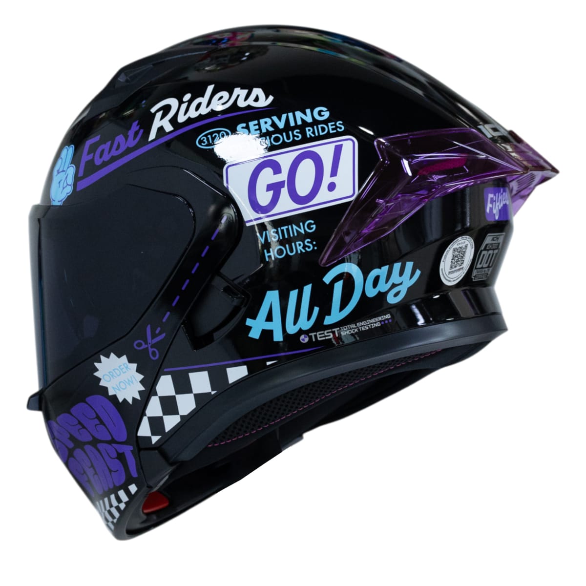 Casco moto ich 3120 fifties brillo mr sm abatible con sun visor certificación dot 3cv9