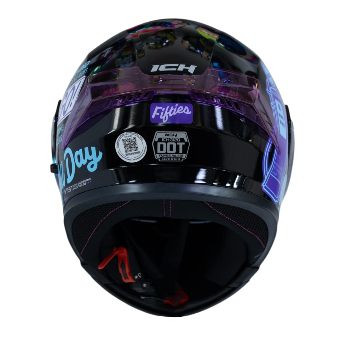 Casco moto ich 3120 fifties brillo mr sm abatible con sun visor certificación dot 3cv10