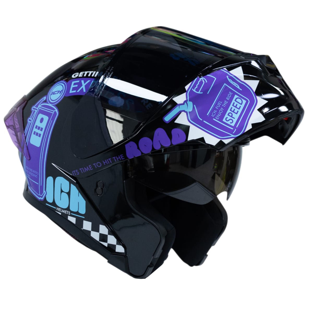 Casco moto ich 3120 fifties brillo mr sm abatible con sun visor certificación dot 3cv5