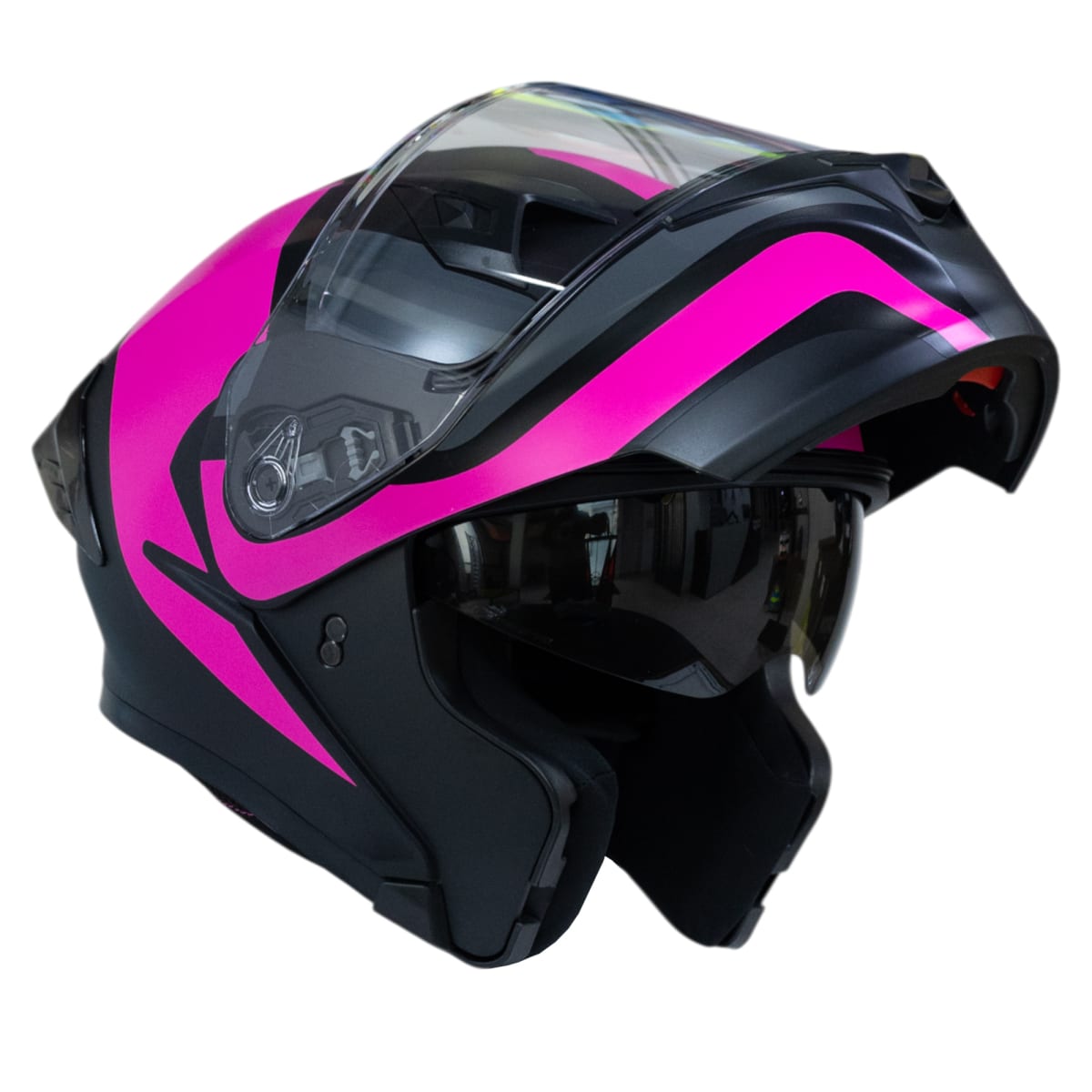 Casco moto ich 3120 further mate fc abatible con sun visor certificación dot 3cv4