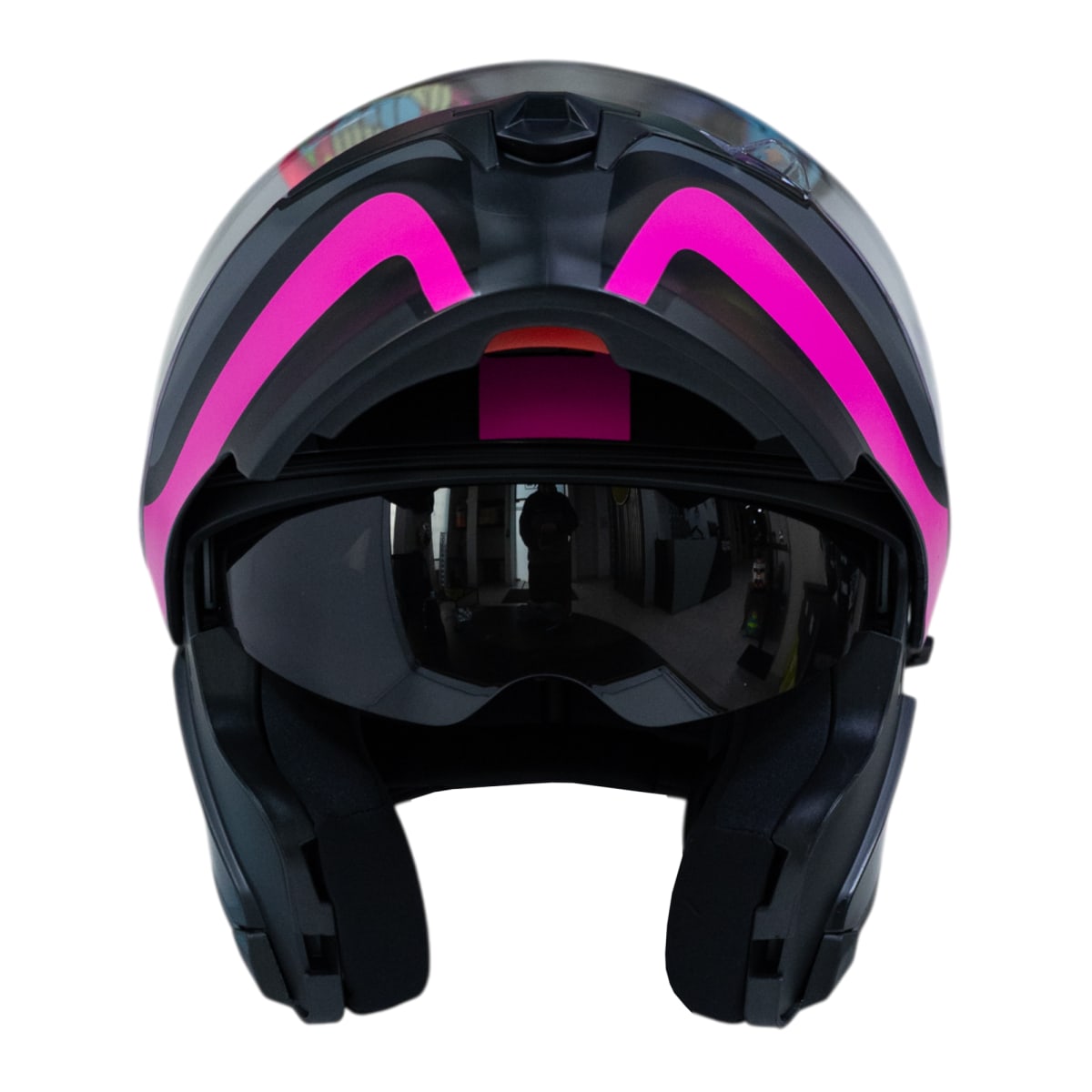 Casco moto ich 3120 further mate fc abatible con sun visor certificación dot 3cv3