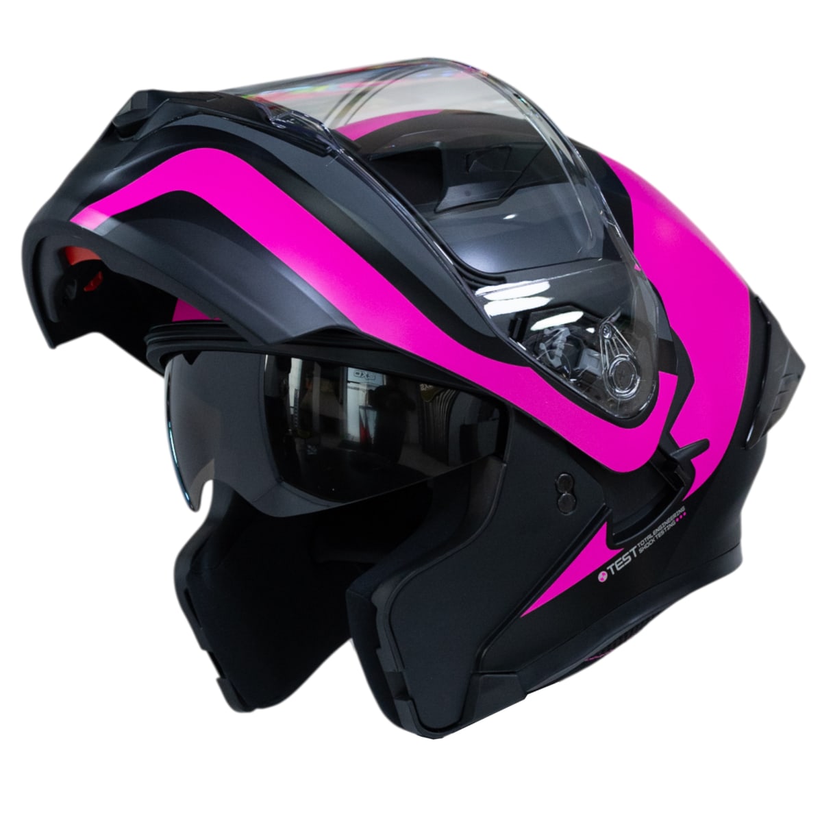 Casco moto ich 3120 further mate fc abatible con sun visor certificación dot 3cv2