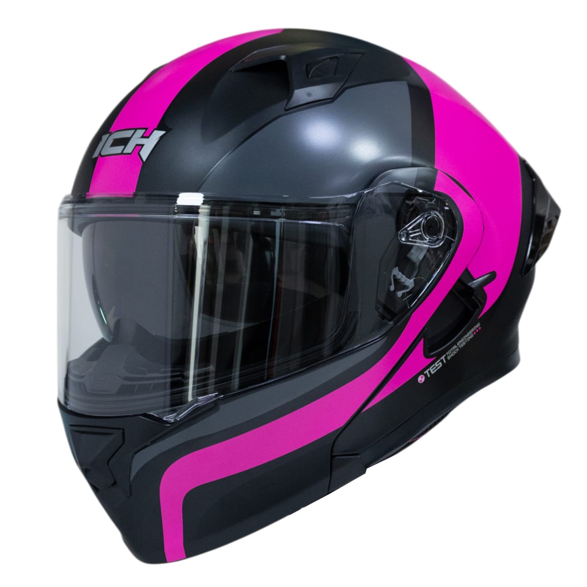 Casco moto ich 3120 further mate fc abatible con sun visor certificación dot 3cv5