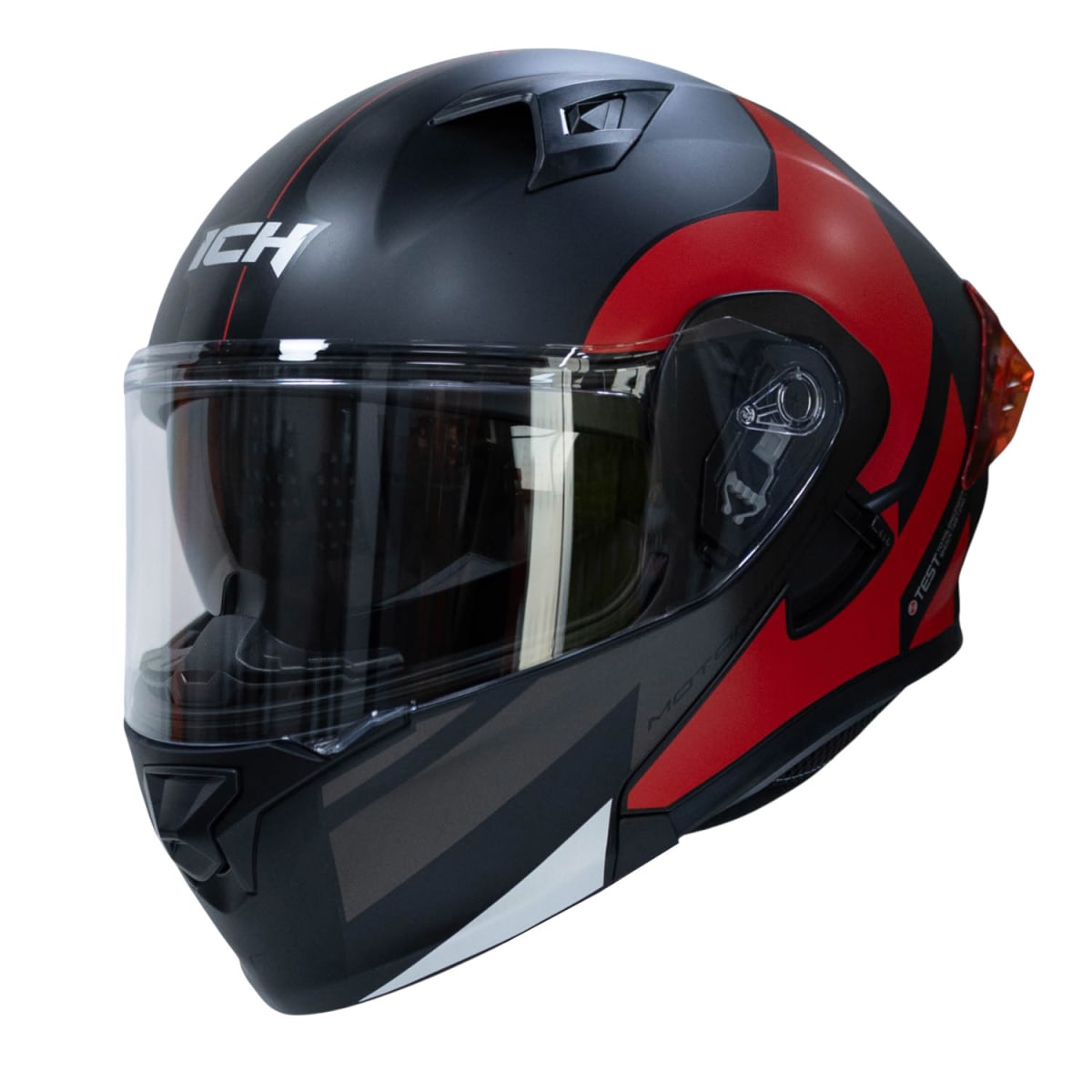 Casco moto ich 3120 zorth rj abatible con sun visor certificación dot 3cv3