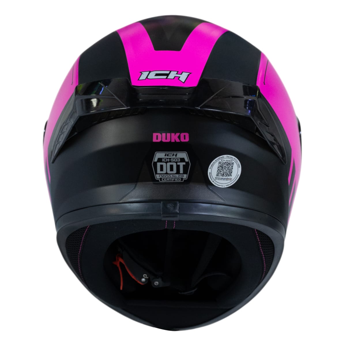 Casco moto ich 503 duko mate fc sm integral certificación dot qr5