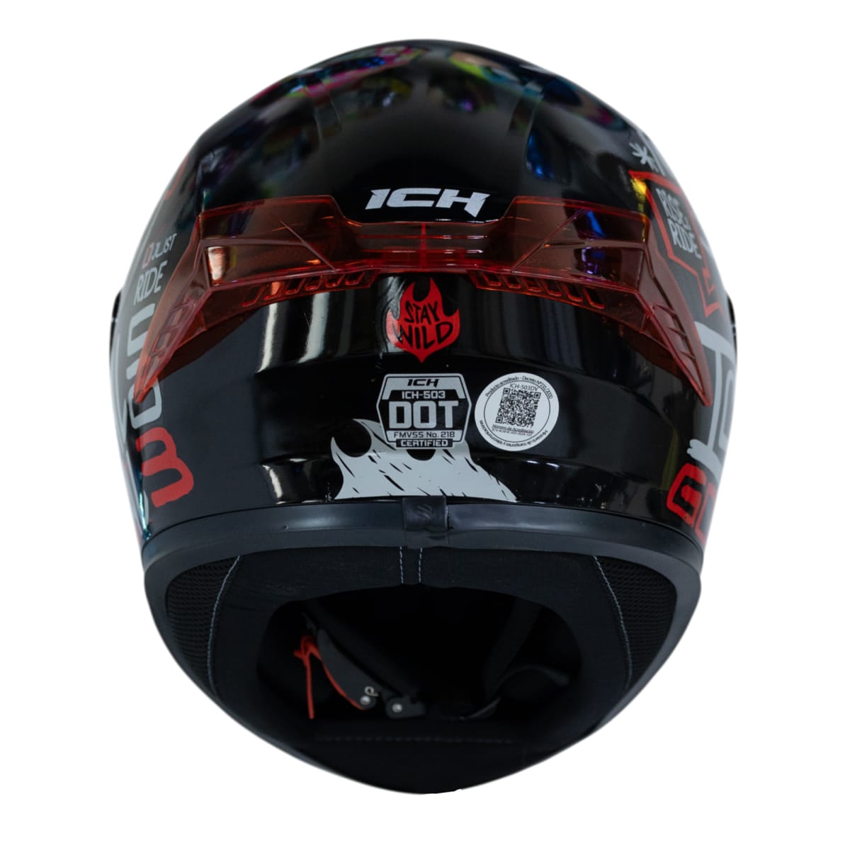 Casco moto ich 503 stay wild brillo rj sm integral certificación dot qr6