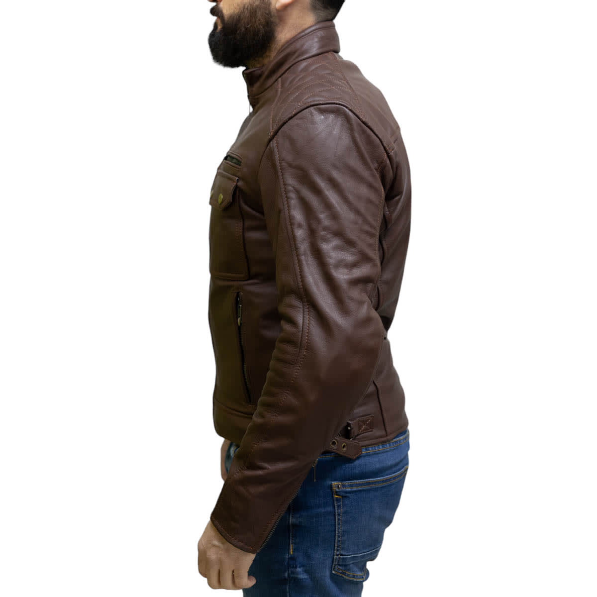 Chaqueta para moto armad gear neon cuero3