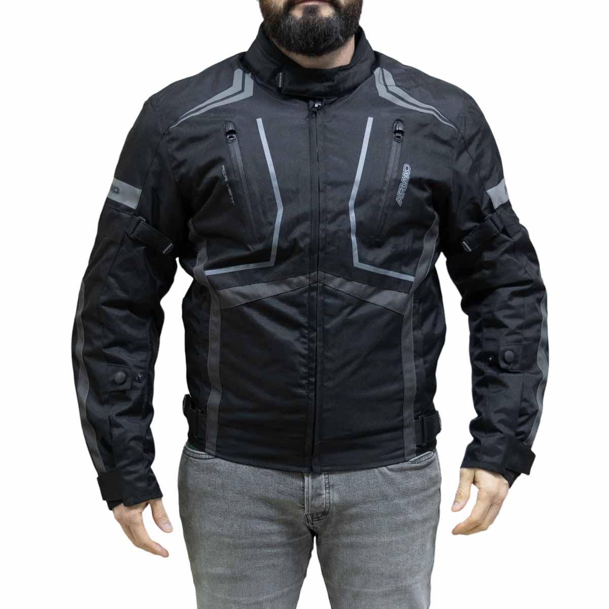 Chaqueta para moto armad gear start up black maxdura impermable1