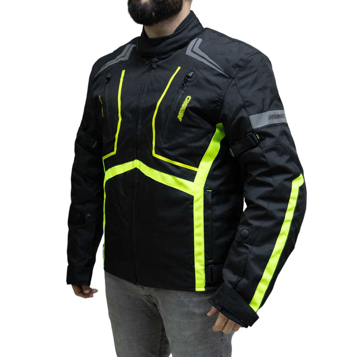 Chaqueta para moto armad gear start up fluo maxdura impermable2