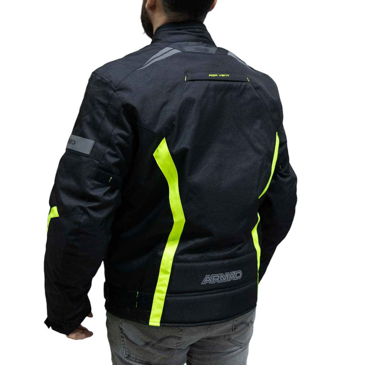 Chaqueta para moto armad gear start up fluo maxdura impermable4