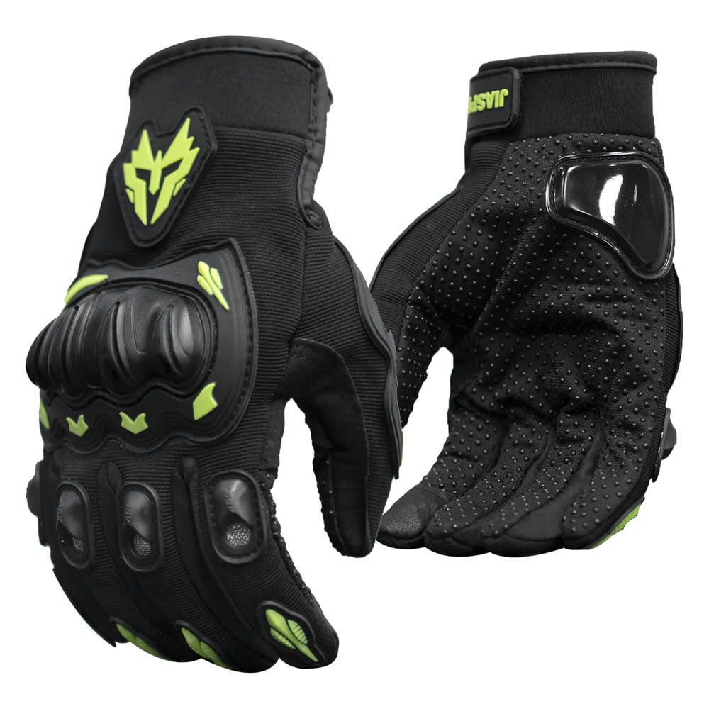 Guantes para moto jiaspeed st01 verde con protecciones1