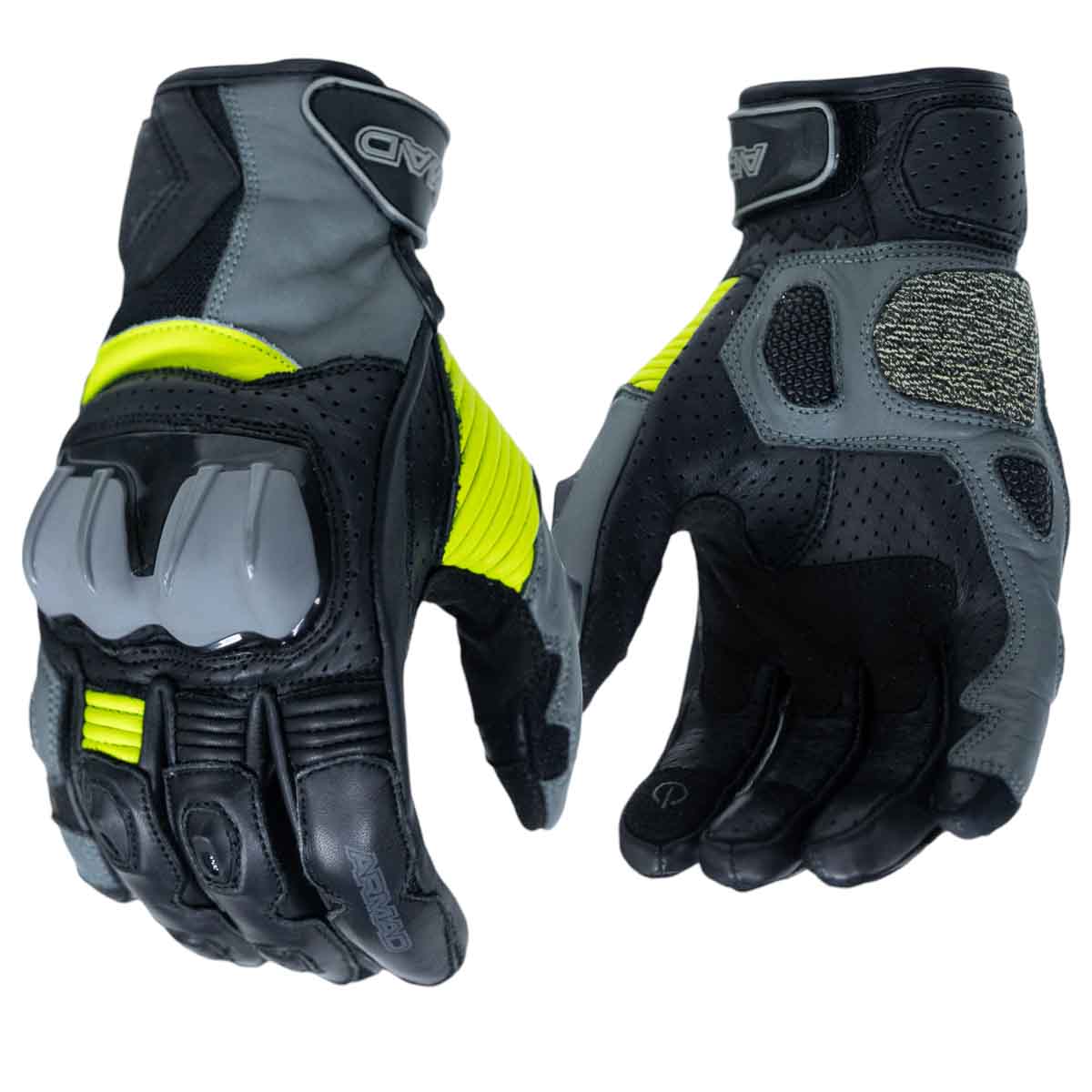 Guantes para moto armad gear strong cuero panel touch manga media1