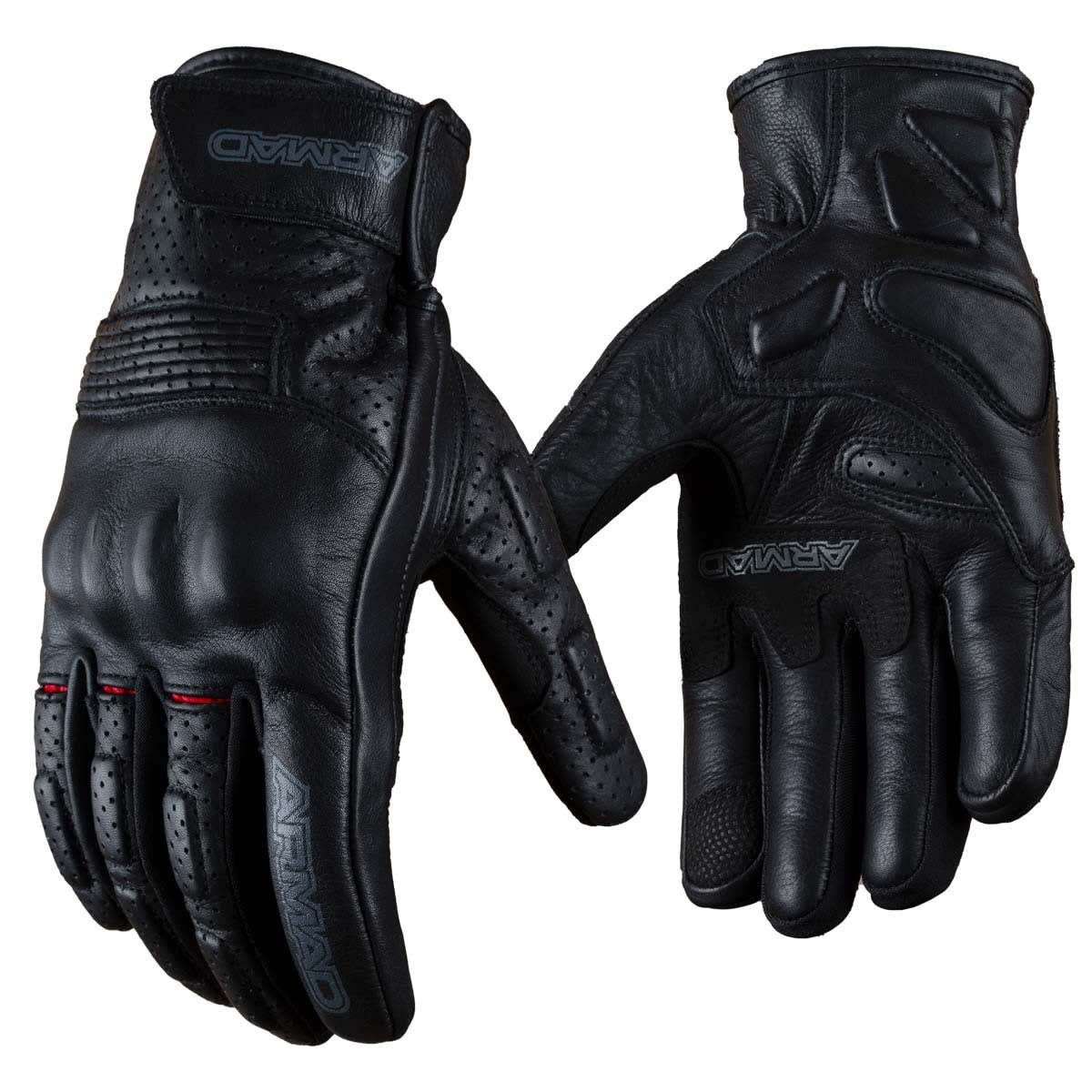 Guantes para moto armad gear leon cuero panel touch manga media1