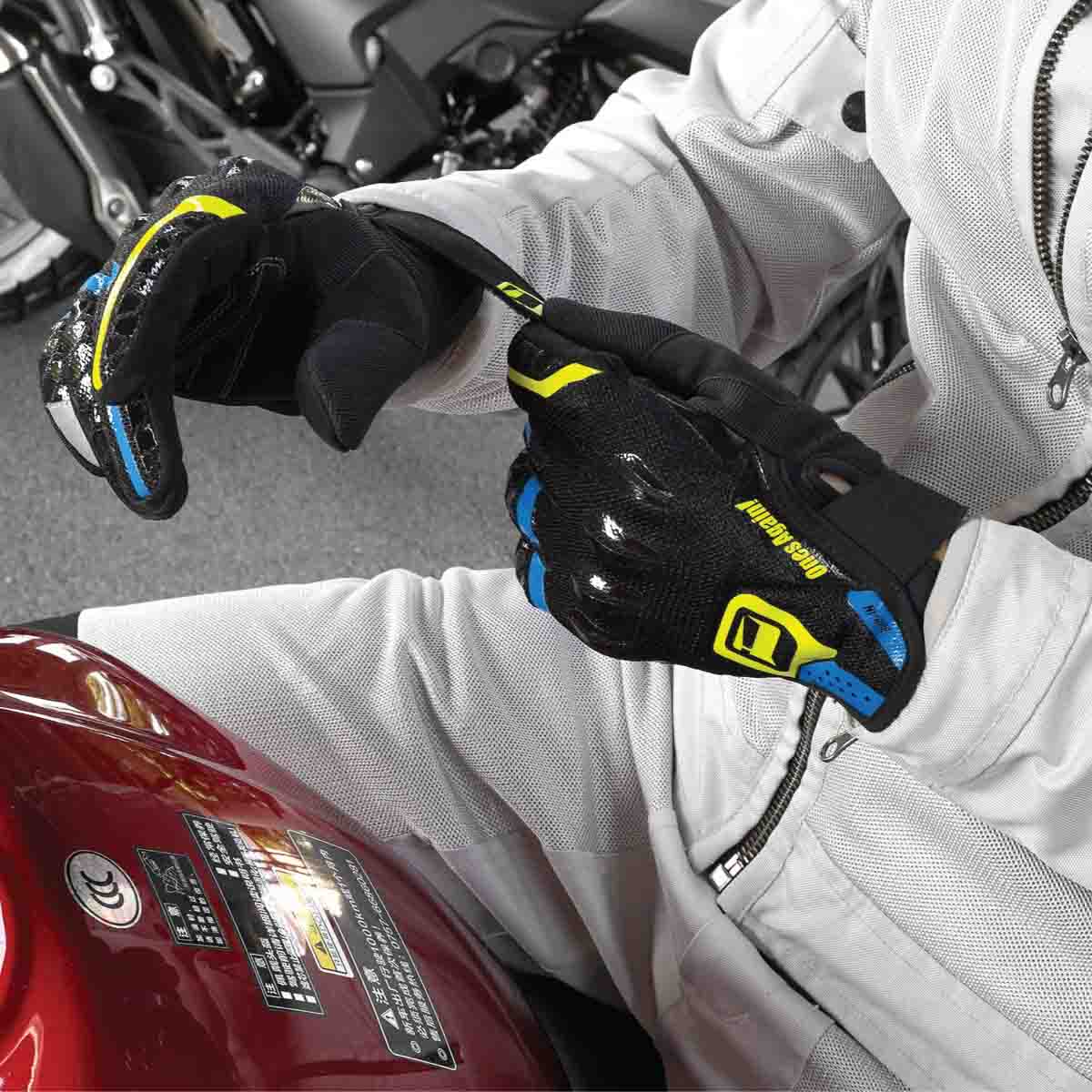 Guantes para moto ones again mg03 azul / amarillo2