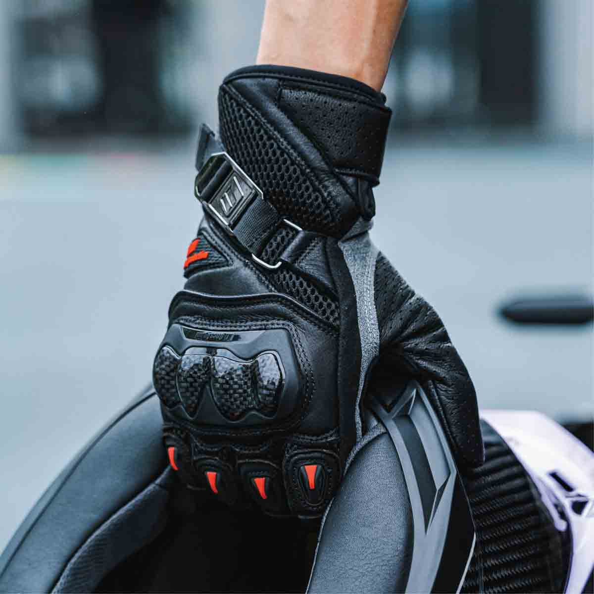 GUANTES PARA MOTO ONES AGAIN MG16 CUERO CON PROTECCIONES CARBONO2