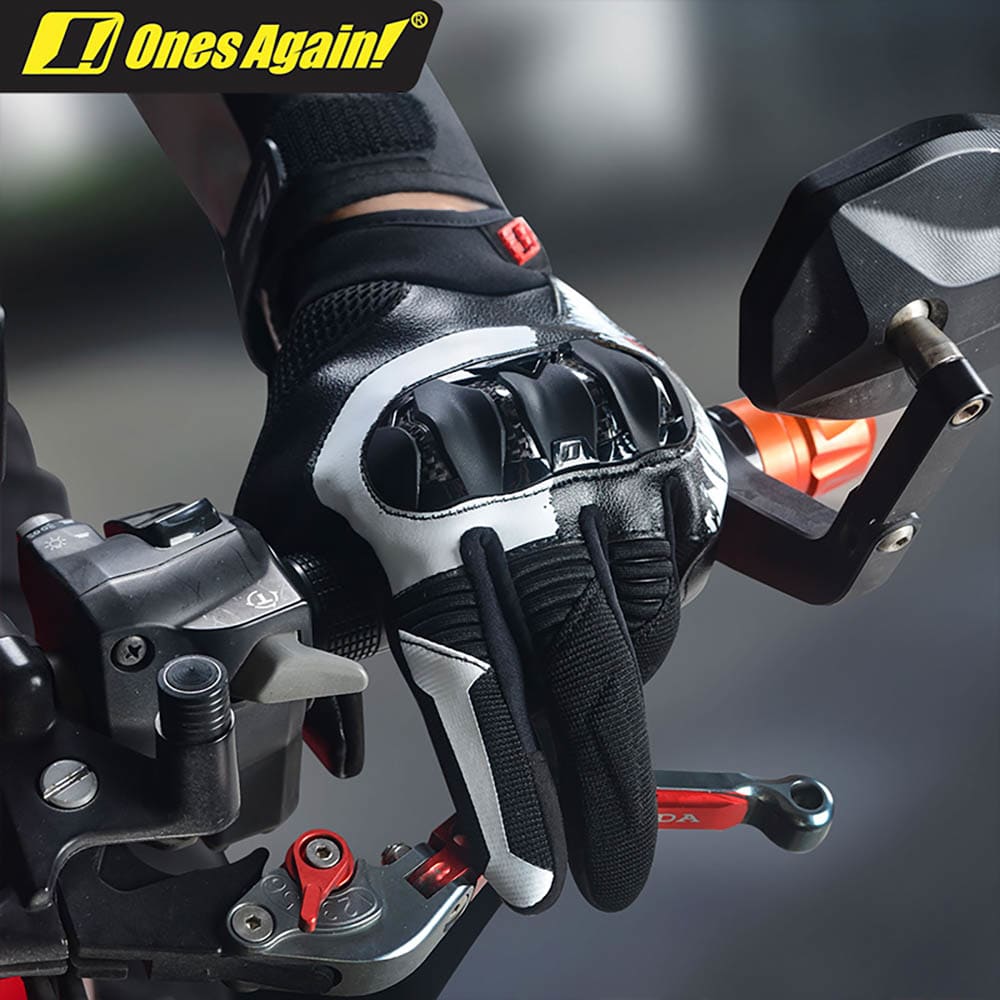 Guantes para moto ones again mg30 negro blanco con protecciones touch2