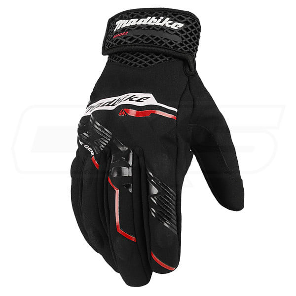 Guantes para moto madbike mad62 negro rojo con protecciones touch3