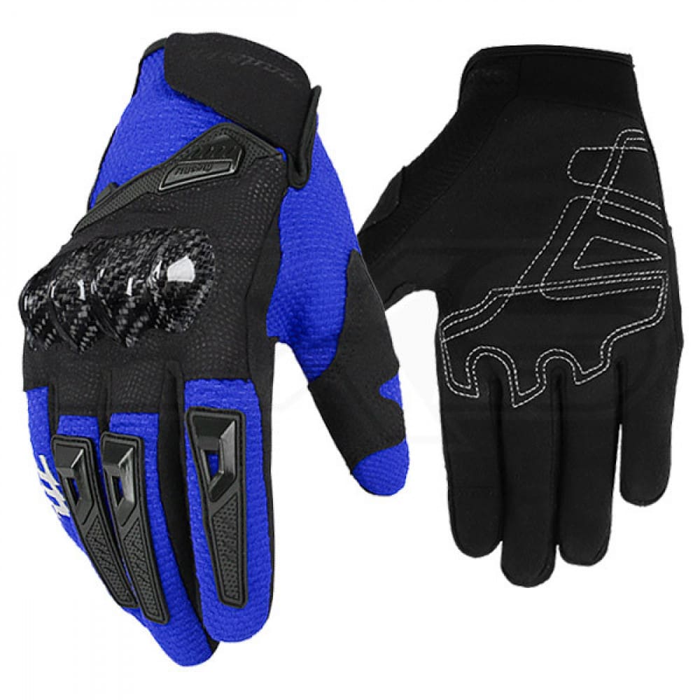 Guantes para moto madbike mad66 azul con protecciones touch2