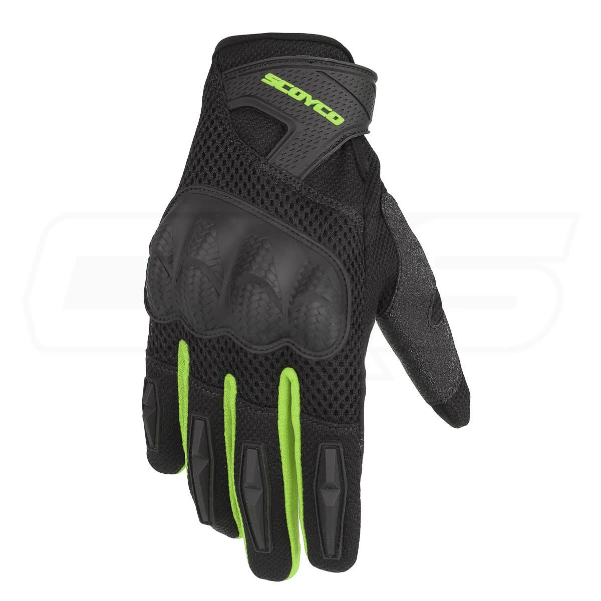 Guantes para moto scoyco mc58-2 amarillo fluor con touch protecciones3