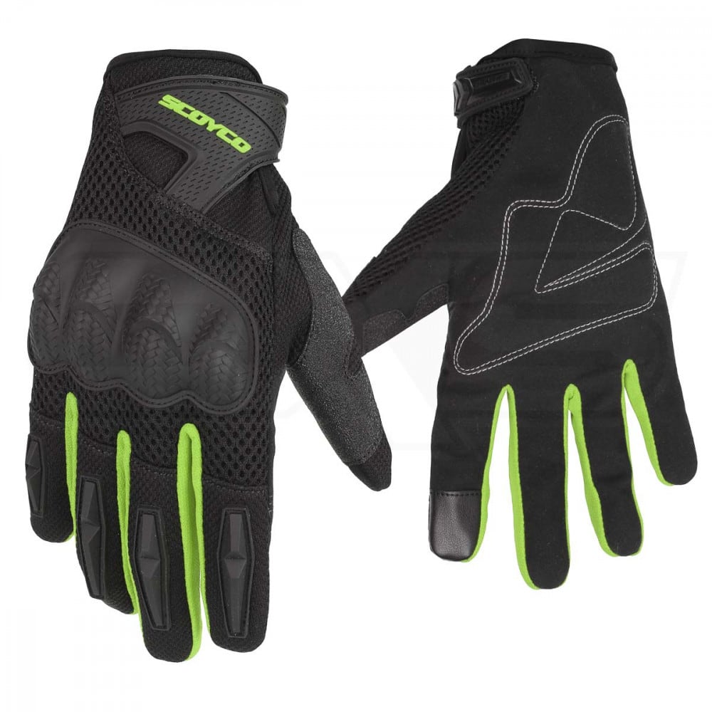 Guantes para moto scoyco mc58-2 amarillo fluor con touch protecciones1