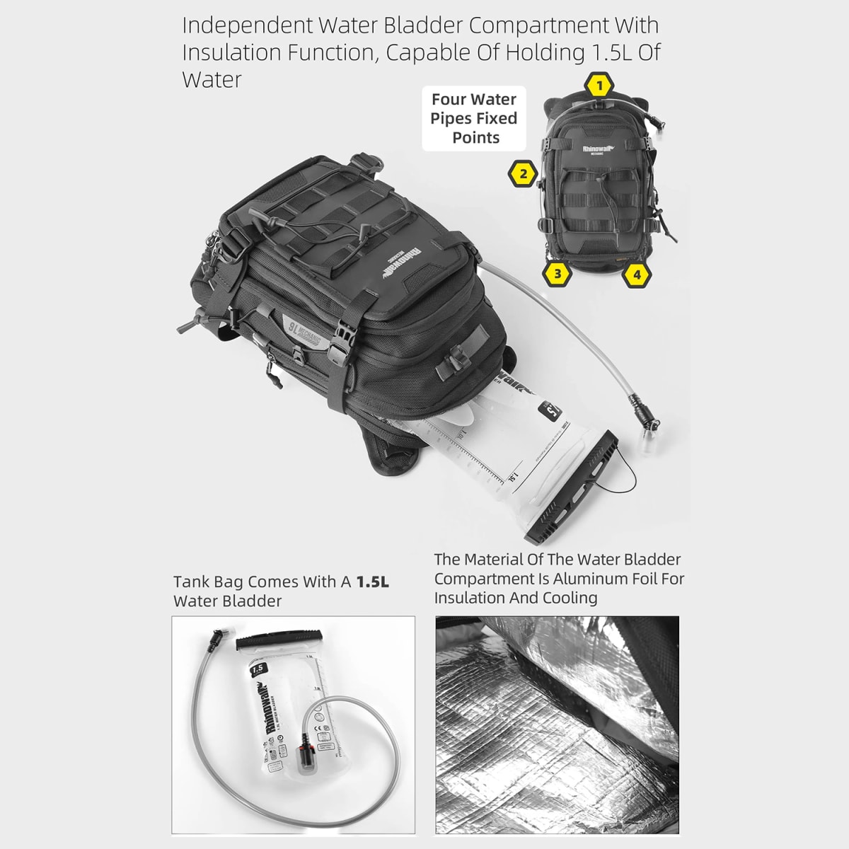 Bolso de estanque y mochila rhinowalk mechanic mjx2002 9L14