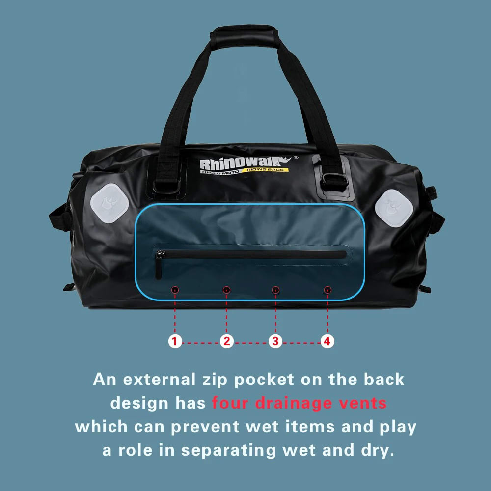 Bolso para moto rhinowalk mt20650 65l drybag waterproof9