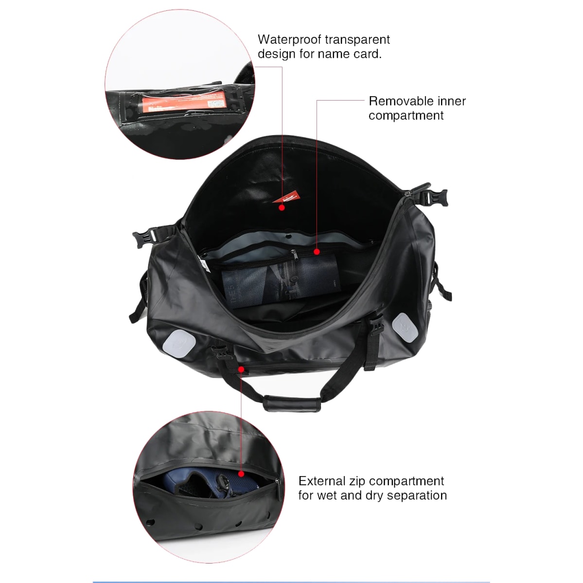 Bolso para moto rhinowalk mt20650 65l drybag waterproof7