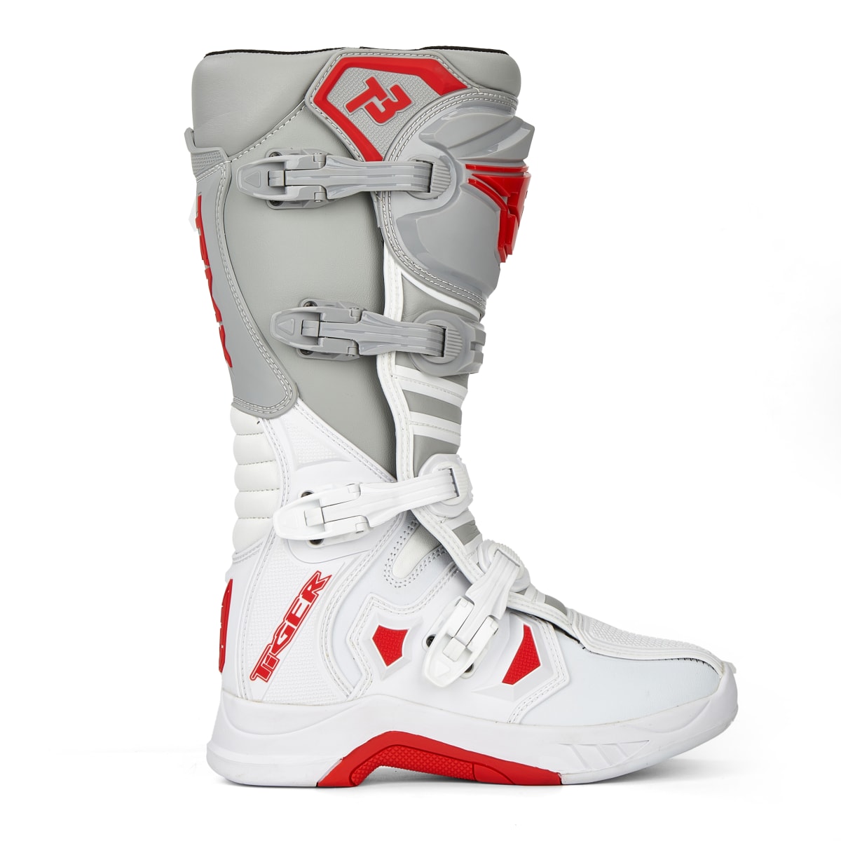 Botas para moto tiger racing tr-t3 blanco / rojo motocross enduro3