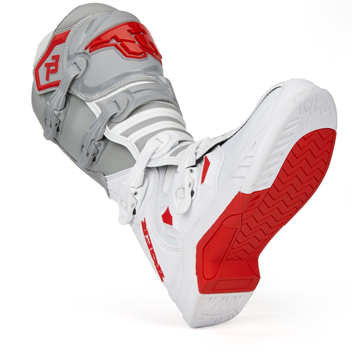 Botas para moto tiger racing tr-t3 blanco / rojo motocross enduro2