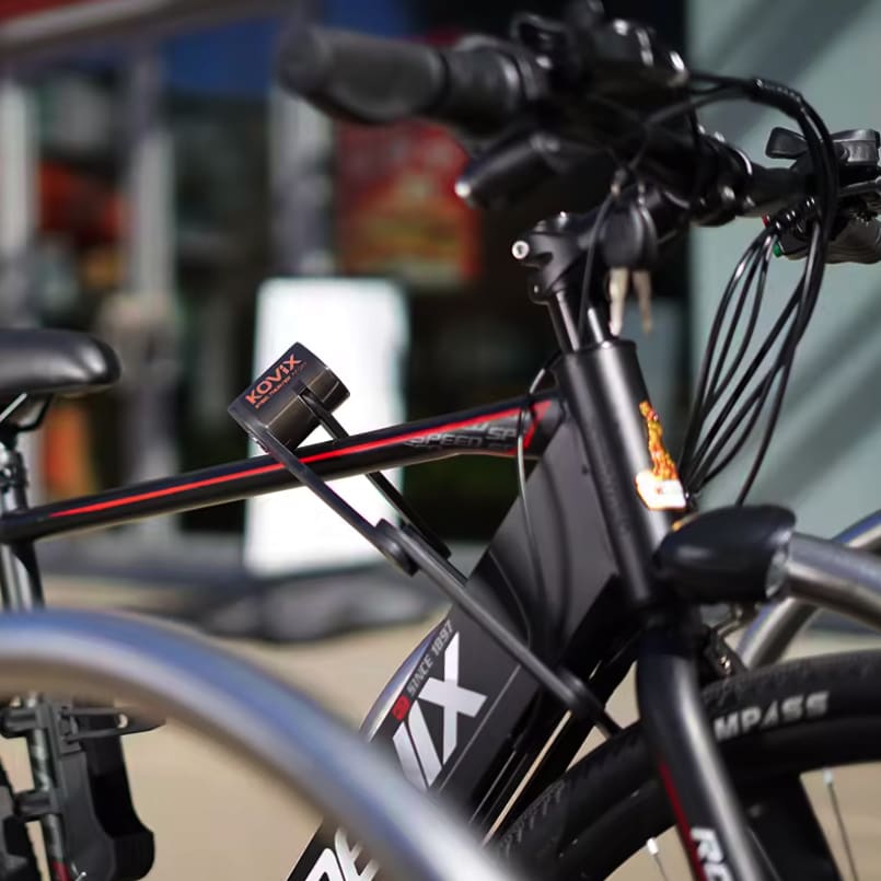 Cadena con alarma 120db plegable kovix KFQ85-bk para bicicleta2