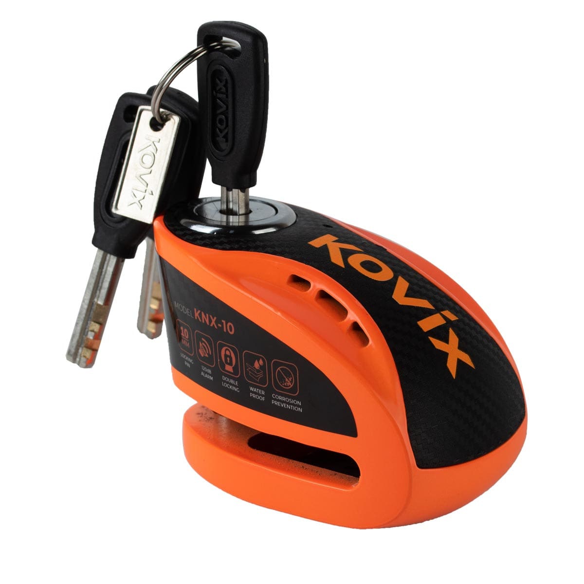Candado disco para moto kovix knx10 naranjo con alarma 120db seguro de 10mm doble lock2