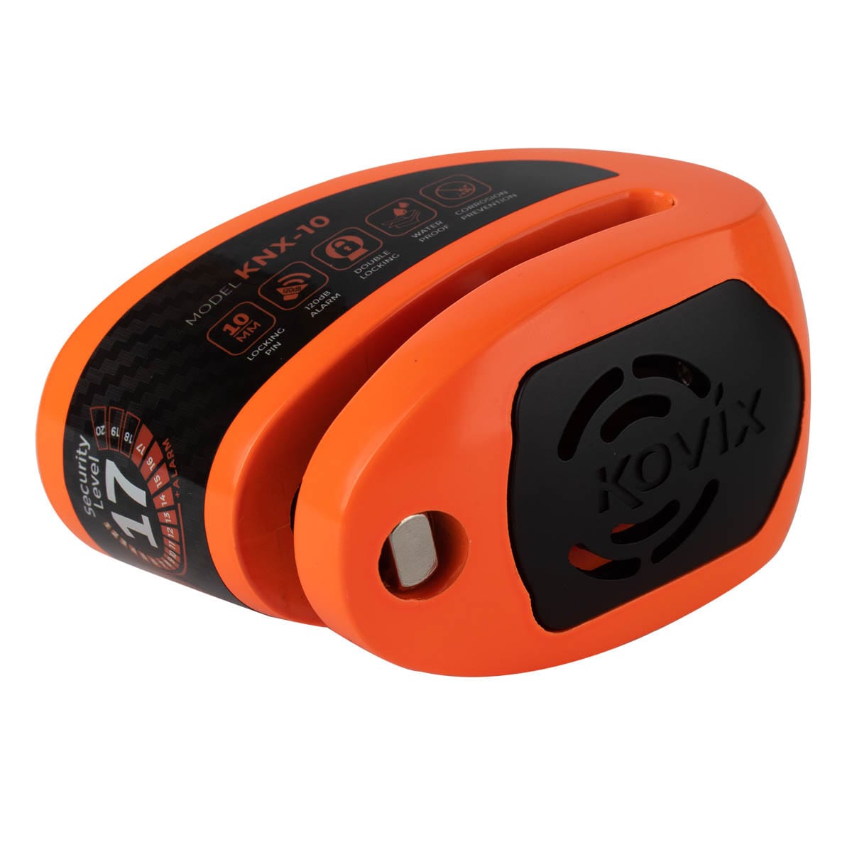 Candado disco para moto kovix knx10 naranjo con alarma 120db seguro de 10mm doble lock3
