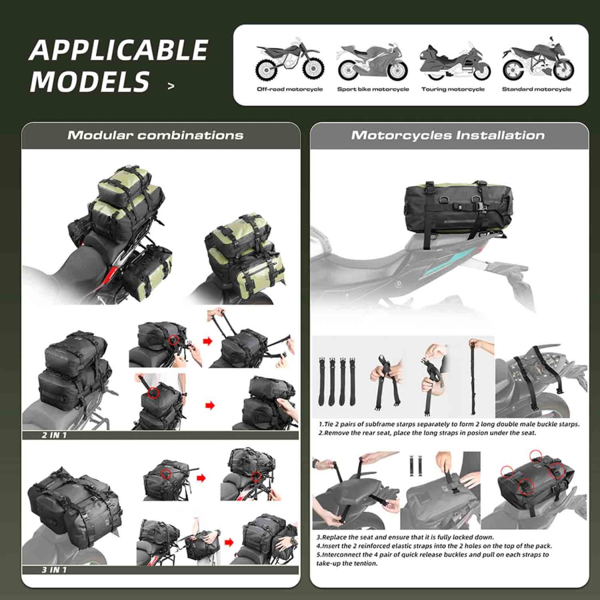 Bolso para moto Rhinowalk MT2215 15 litros impermeable8