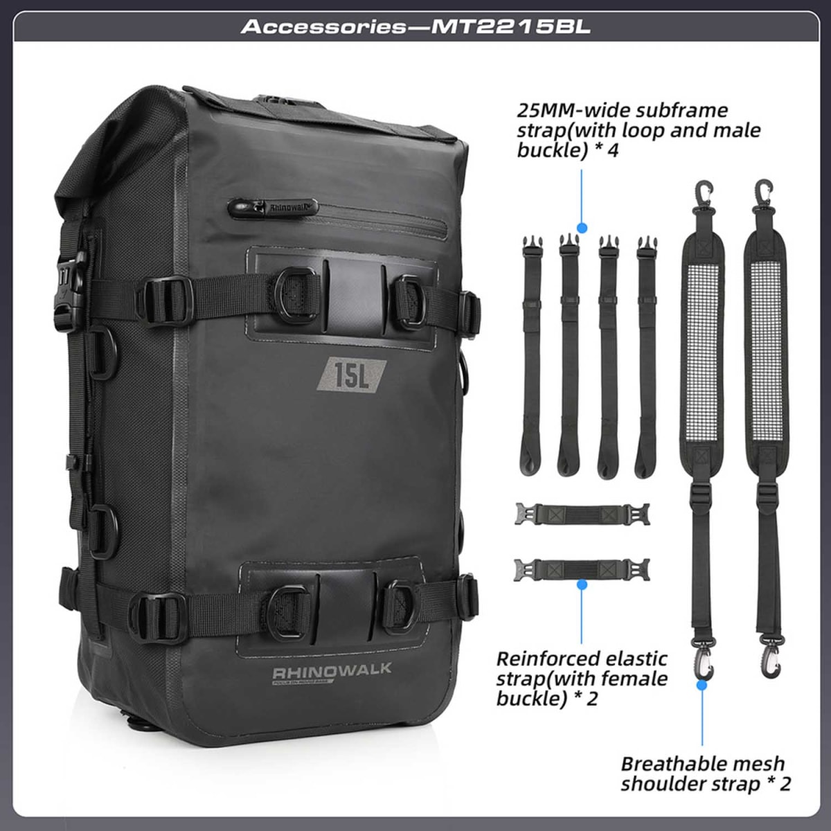 Bolso para moto Rhinowalk MT2215 15 litros impermeable9