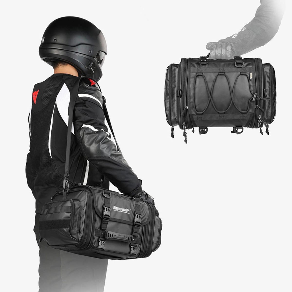 Bolso de cola para moto Rhinowalk MT4026 expandible de 19 a 26 litros impermeable2