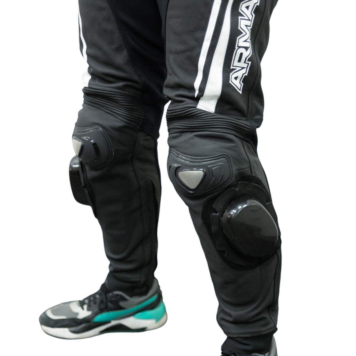 Pantalon moto armad gear steel cuero racing con sliders6