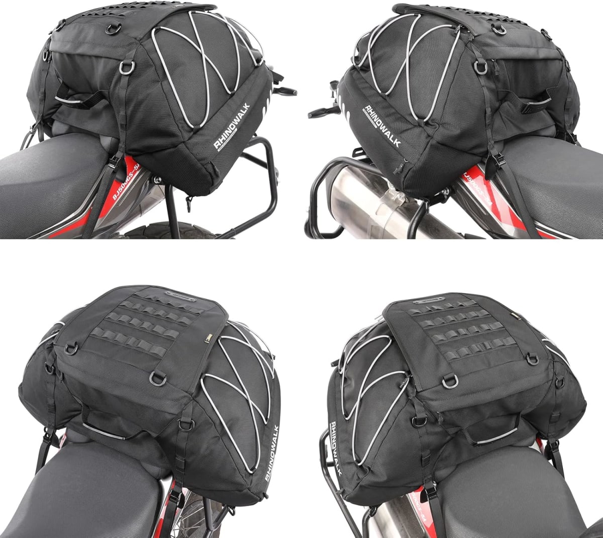 Bolso de cola para moto Rhinowalk MT3550 expandible de 35 a 50 litros impermeable3