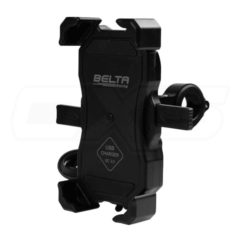 Soporte celular belta ux3 cargador QC3.0 volante y espejos moto ajustable2