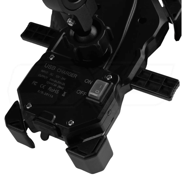 Soporte celular belta ux3 cargador QC3.0 volante y espejos moto ajustable4