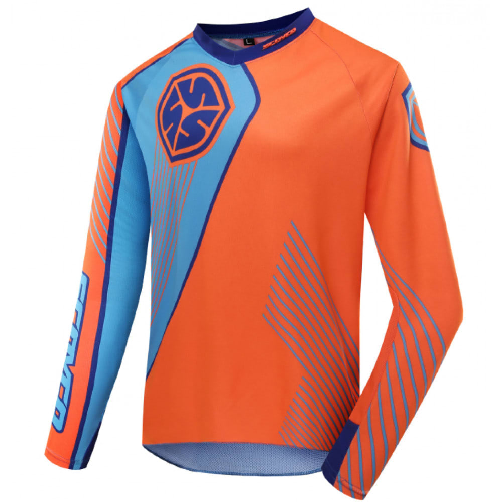 Polera jersey para motocross y enduro scoyco t205 naranjo1