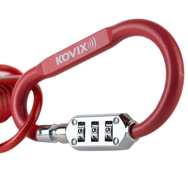 CANDADO KOVIX TIPO MOSQUETON CLAVE + CUERDA ACERO 100CM KHEL100-R2